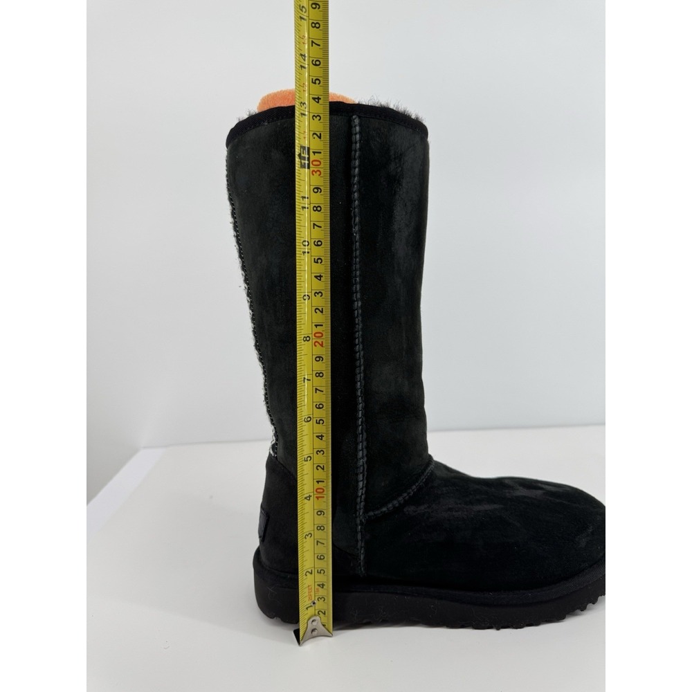 UGG Classic Tall Braid Black Sheepskin Boots Cozy Shearling Lined Winter Women 8 - Picture 10 of 14